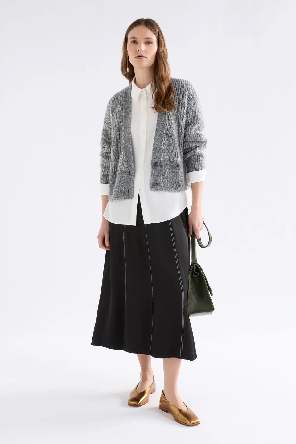 Elk Aleph Cardigan - Mid Grey Melange Was $359 Now