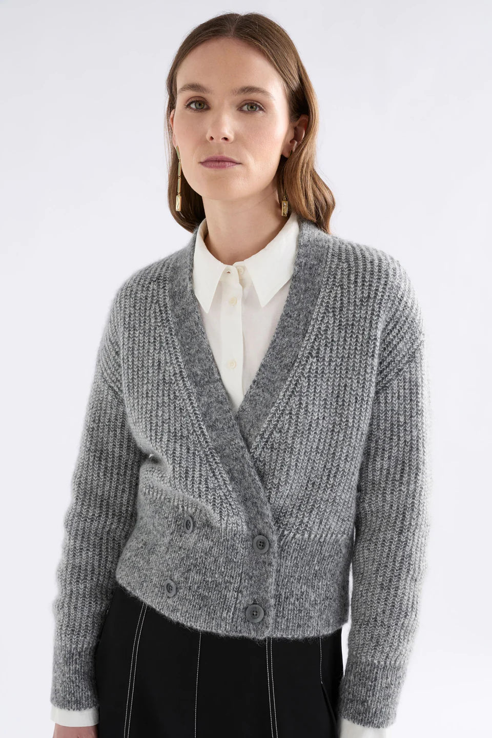 Elk Aleph Cardigan - Mid Grey Melange Was $359 Now