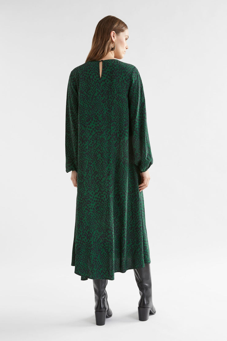 Elk Dega Dress - Green Sinda Print