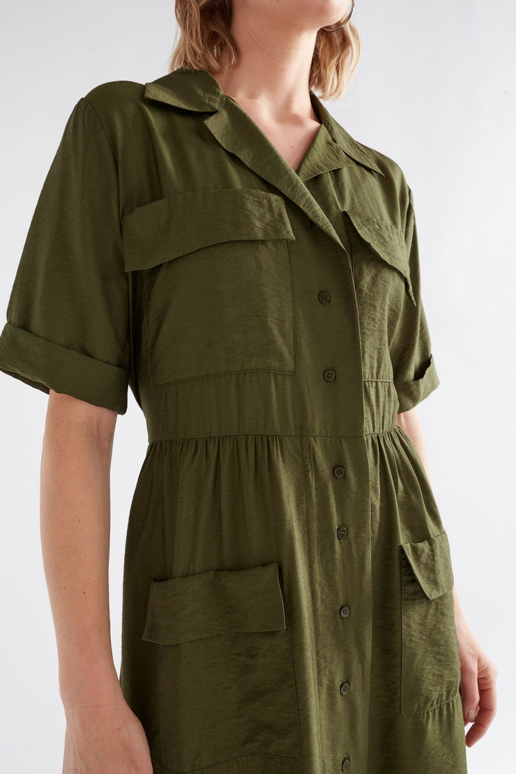 Elk Eine Shirt Dress -Bright Olive