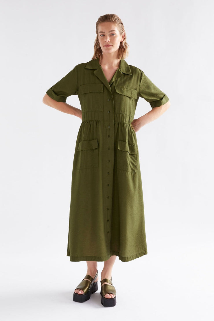 Elk Eine Shirt Dress -Bright Olive