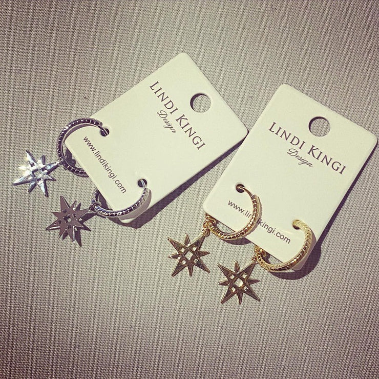 LKD Signature Star With Engraved Hoop Earrings - Gold