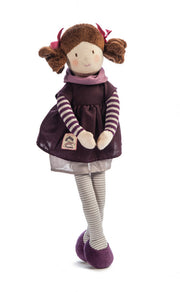 Evie Rag Doll 35cm  - Mauve Dress