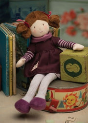 Evie Rag Doll 35cm  - Mauve Dress