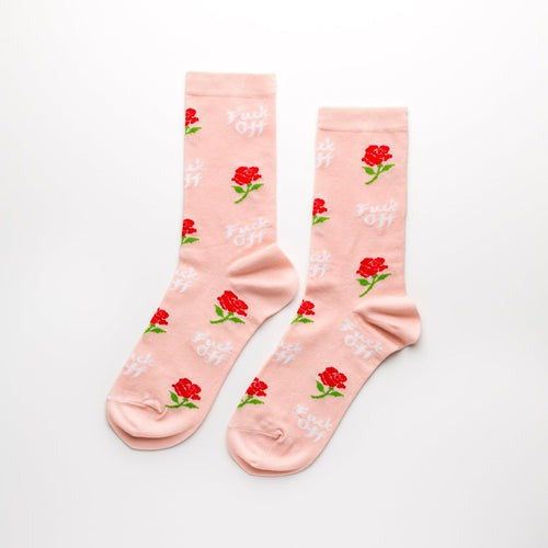 Womens Socks - Fuck Off Rose