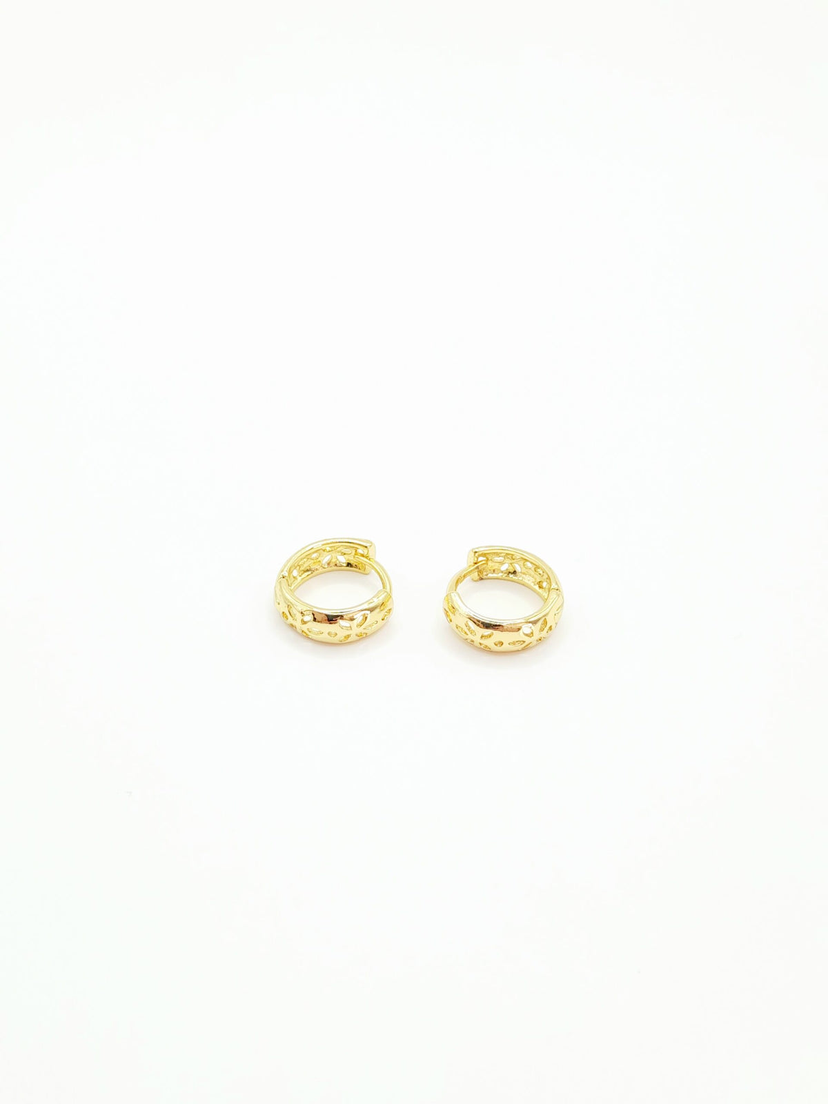 Gold Flower Huggie Earrings 12mm