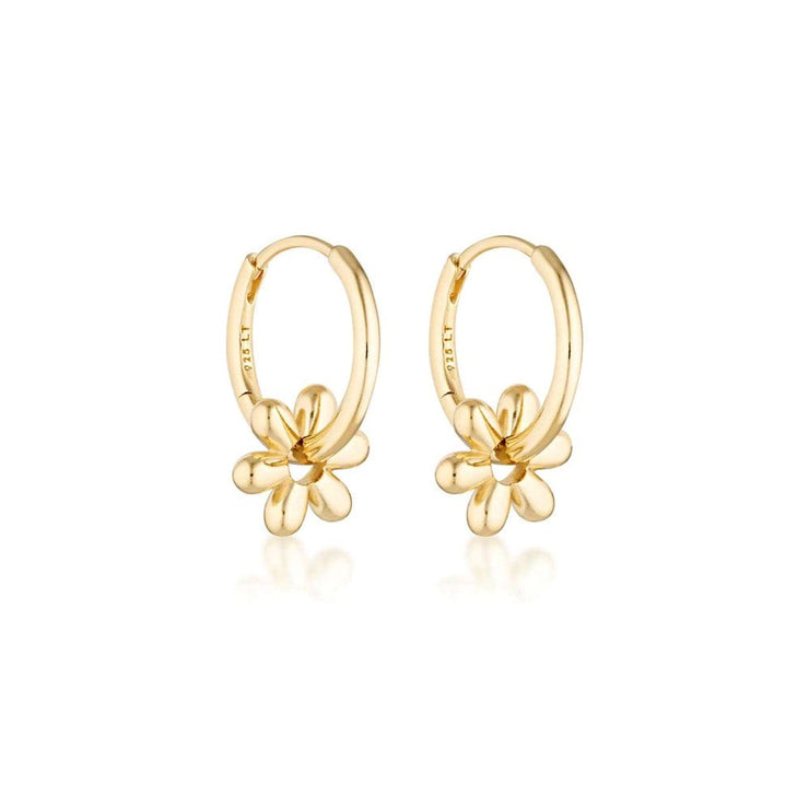 Gold Daisy Huggie Hoop Earrings