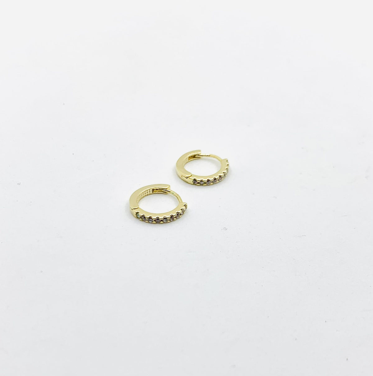 Gold Diamante Huggie Earrings - Ice Crystal