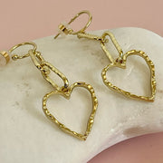 Gold Heart & Textured Chain Earrings