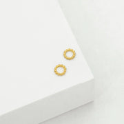 Gold Beaded Circle Stud Earrings