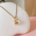 Golden Apple & Pearl Necklace