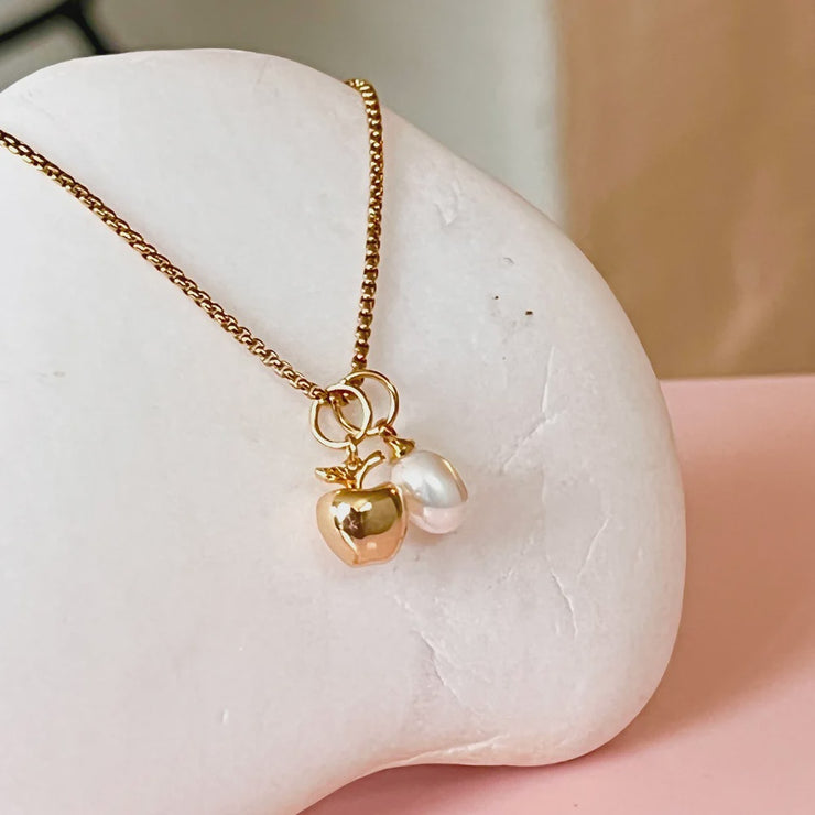 Golden Apple & Pearl Necklace