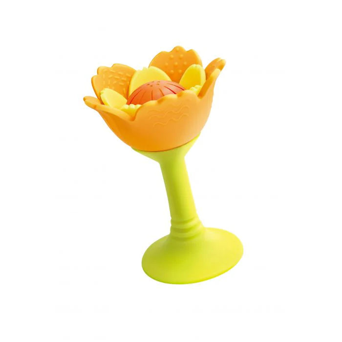 Flower Rattle & Teether - Orange