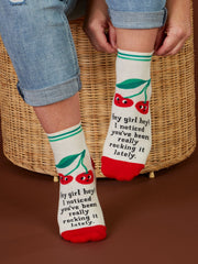 Womens Crew Socks - Hey Girl Hey