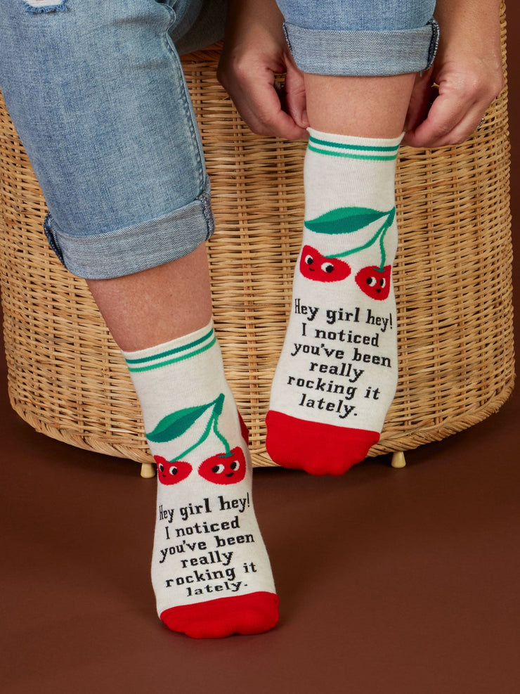 Womens Crew Socks - Hey Girl Hey