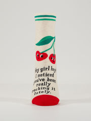 Womens Crew Socks - Hey Girl Hey