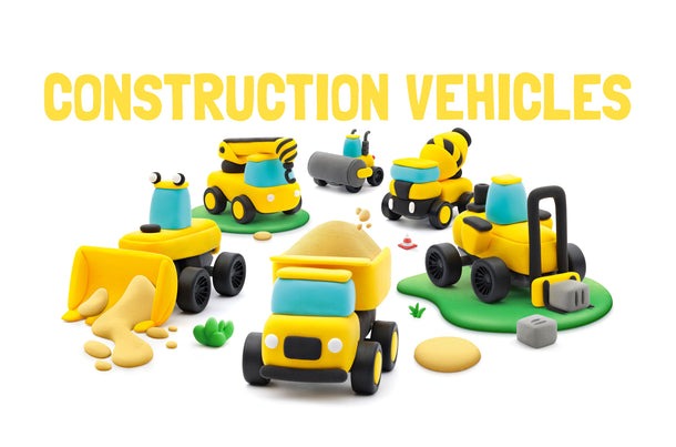 Hey Clay - Construction Vehicles (12 Cans)