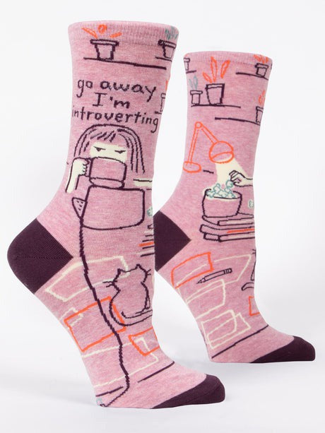 Womens Crew Socks - Go Away I'm Introverting