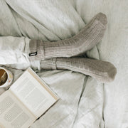 Women's Merino Wool Chunky Cable Knit Sunday Socks - Bluff