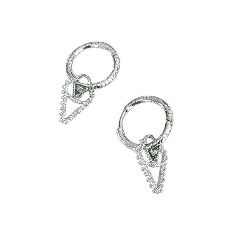 Hearts & Lovers Engraved  Sleepers - Silver w. Peridot
