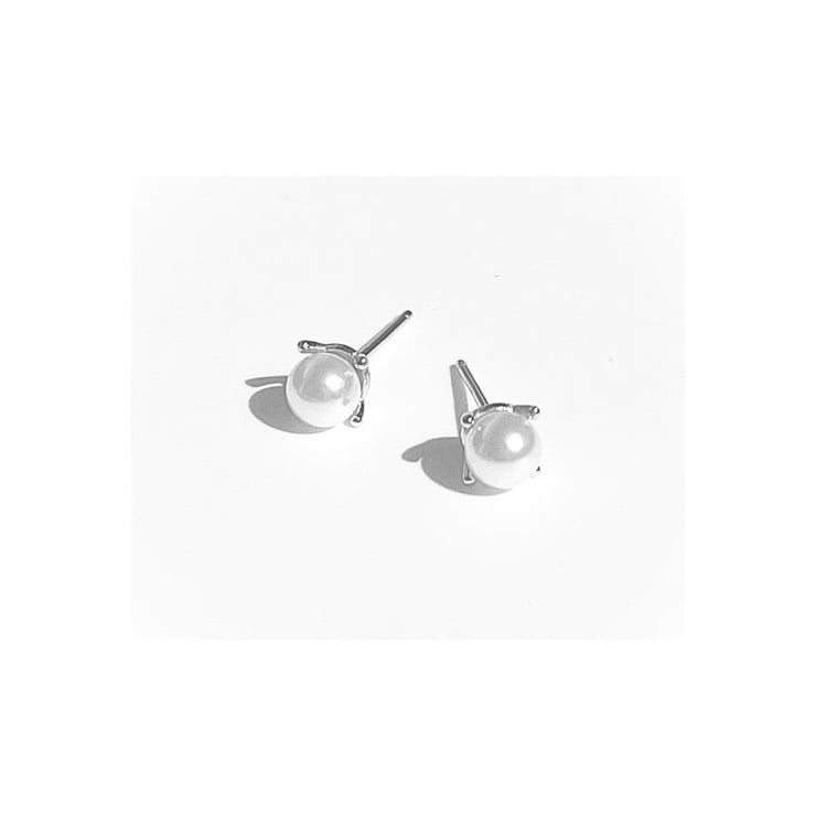 Pearl Stud Earrings - Silver