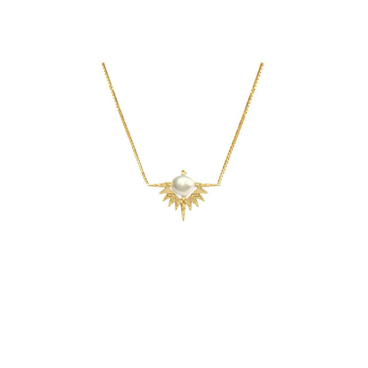Solar Embrace Necklace with Pearl