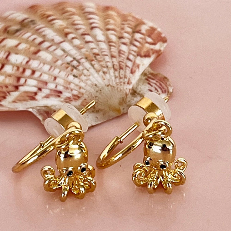 Little Octopus Half Hoop Earrings