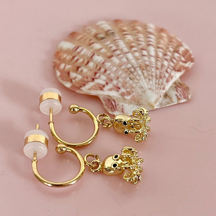 Little Octopus Half Hoop Earrings