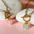 Little Quartz Present Necklace - Gold Paperclip
