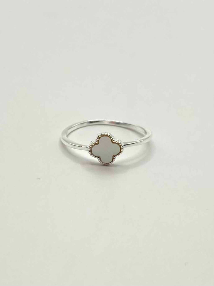 Sterling Silver Lucky Blossom Ring - White