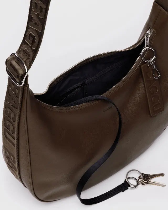 Baggu Recycled Leather Crescent Bag - Medium Brown