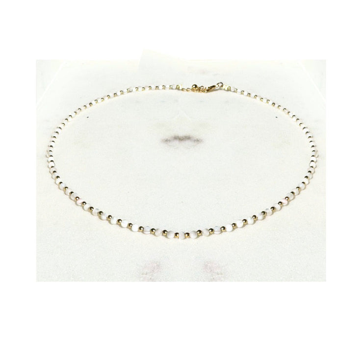 Moonstone Beaded Necklace - Gold