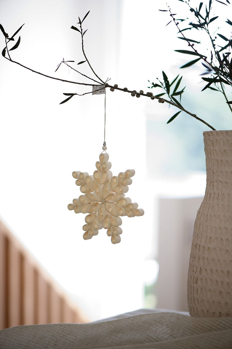 Quilling Snowflake Paper Ornament Off-White 15cm