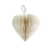 Off-White w Glitter Paper Heart Ornament