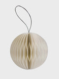 Off-White w Glitter Paper Sphere Ornament