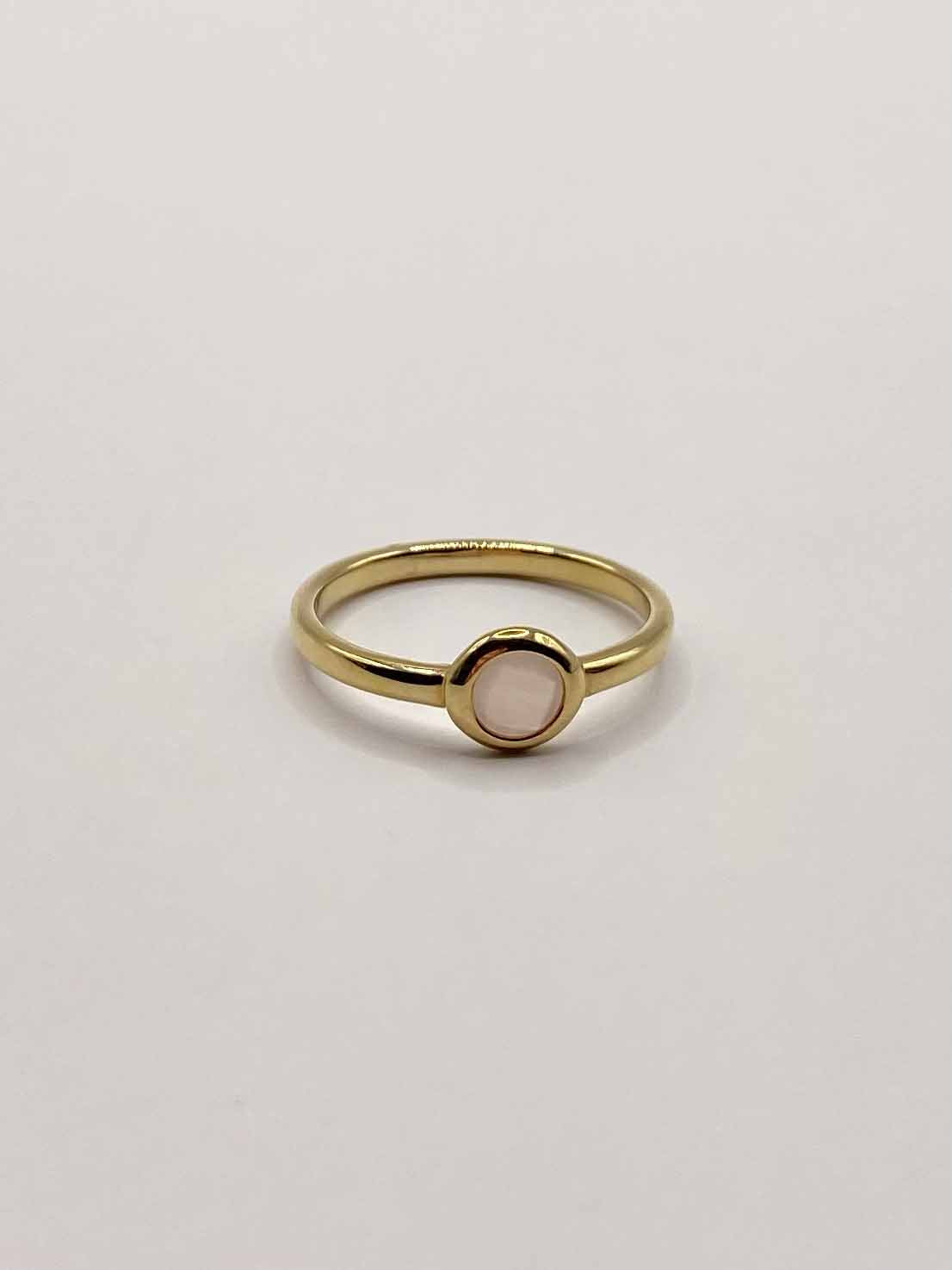 18K French Gold Round Radiant Pink CZ Ring
