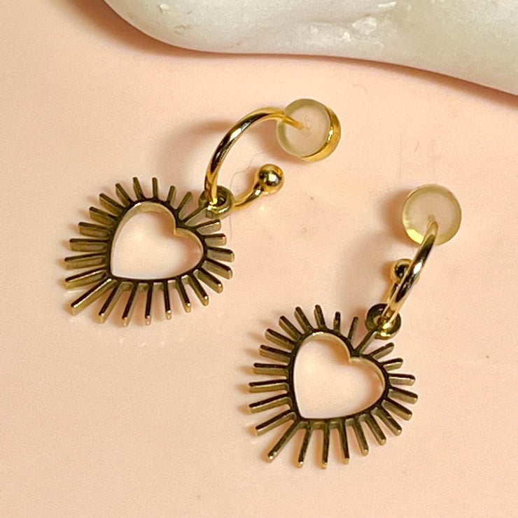 Spiky Heart Half Hoop Earrings