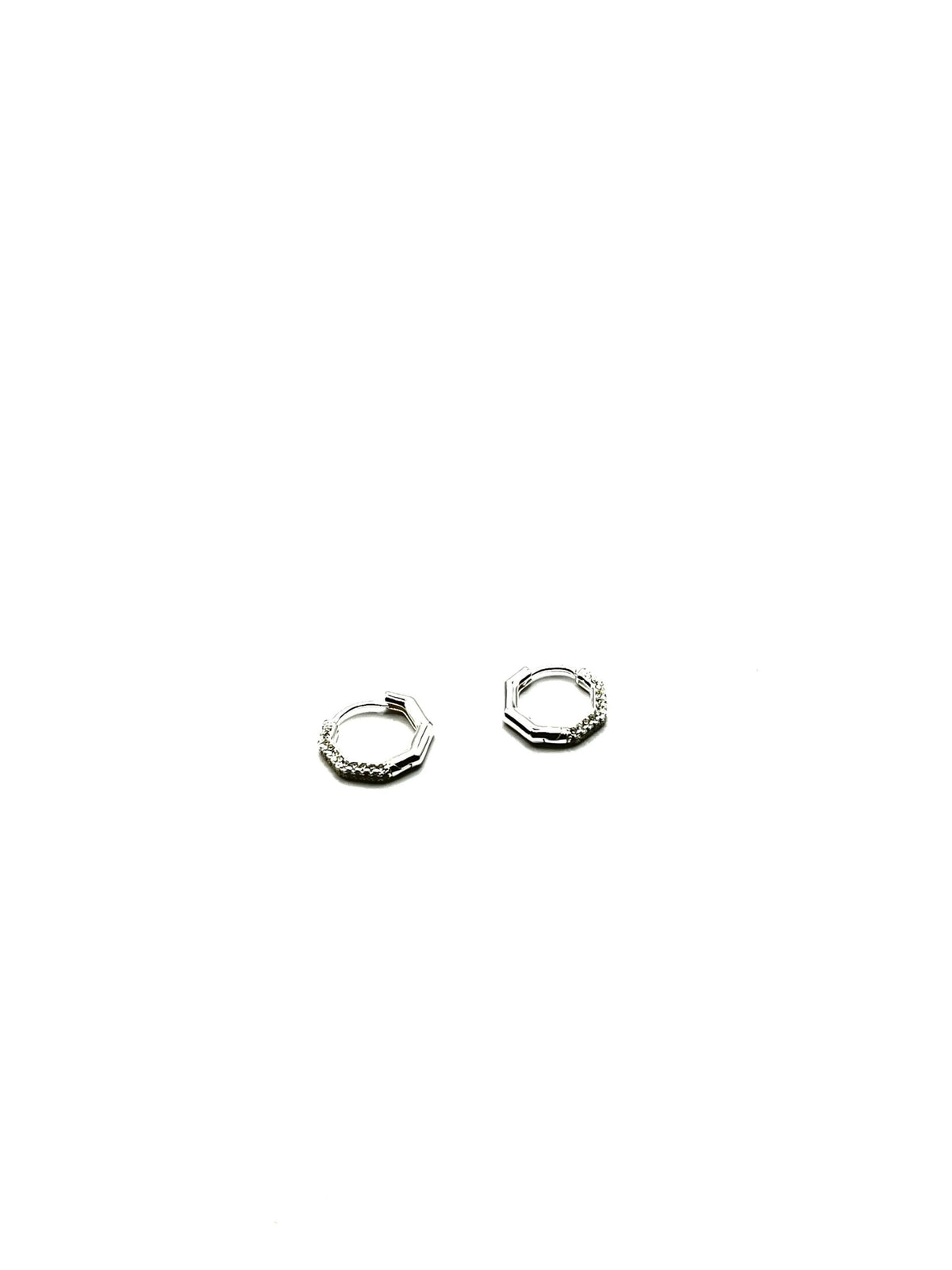Sterling Silver Crystal Octagonal Huggies