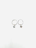 Sterling Silver Star on Hoop Earrings
