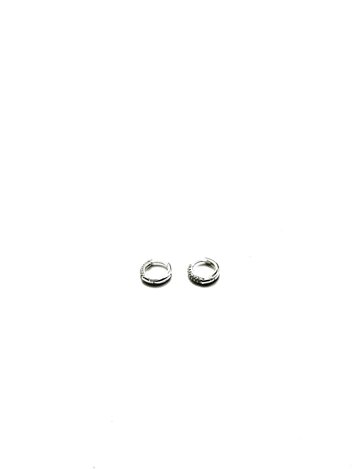 Sterling Silver White Crystal Huggie Earrings