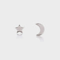 Sterling Silver Star and Moon Stud Earrings
