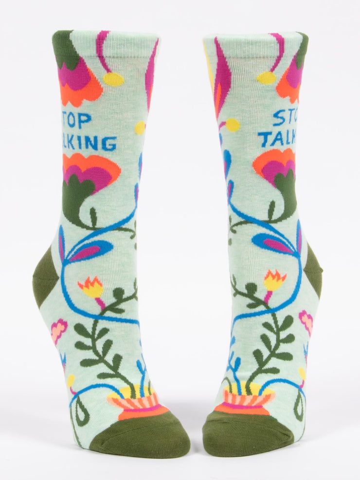 Womens Crew Socks - Stop Talking