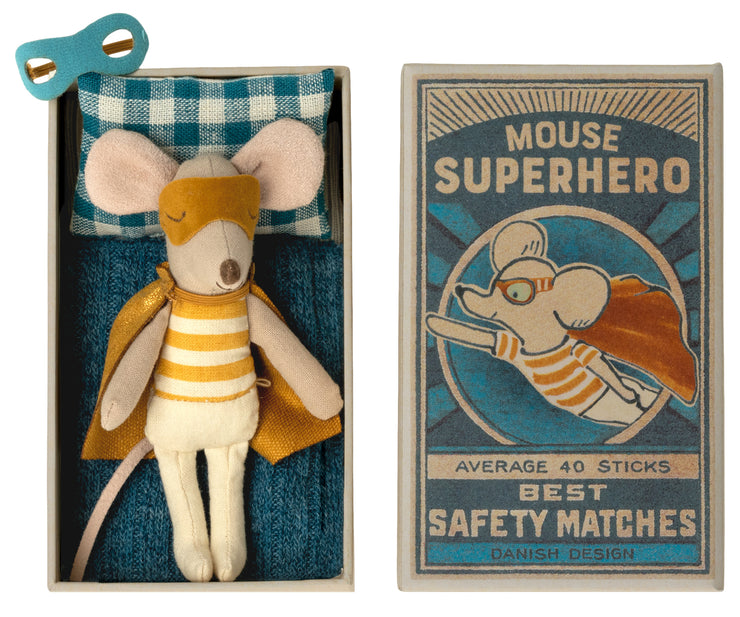 Maileg Mouse Superhero In Matchbox