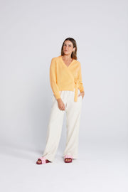 Wrapt Cardigan - Peach Pointelle