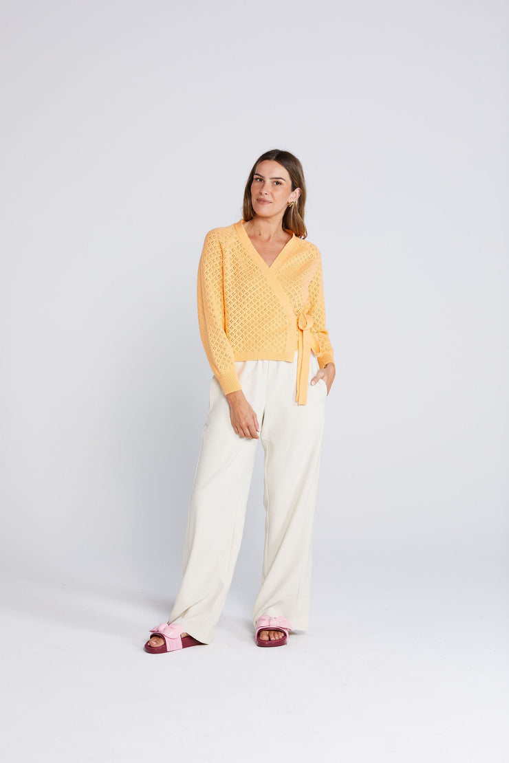 Wrapt Cardigan - Peach Pointelle