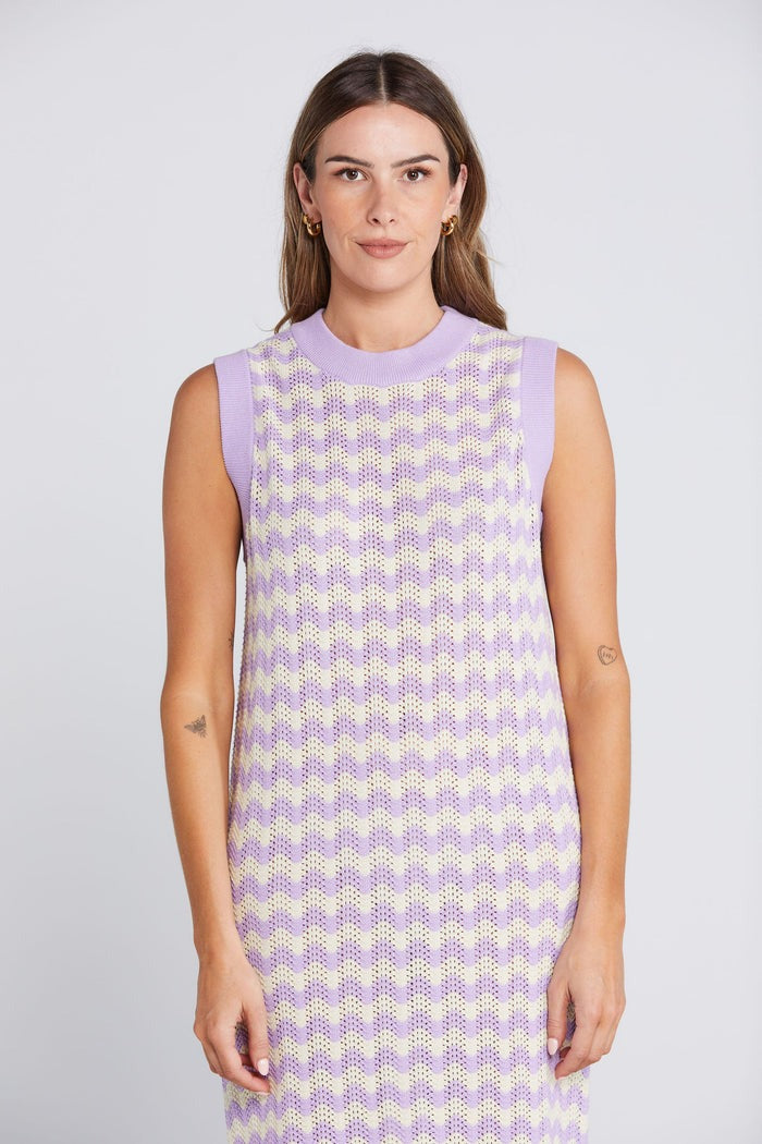 Squiggle Tank Dress - Creamy Lilac Was $189 Now