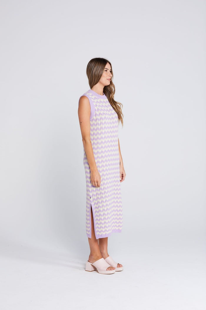 Squiggle Tank Dress - Creamy Lilac Was $189 Now