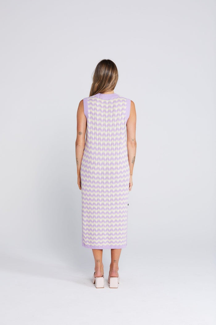Squiggle Tank Dress - Creamy Lilac Was $189 Now