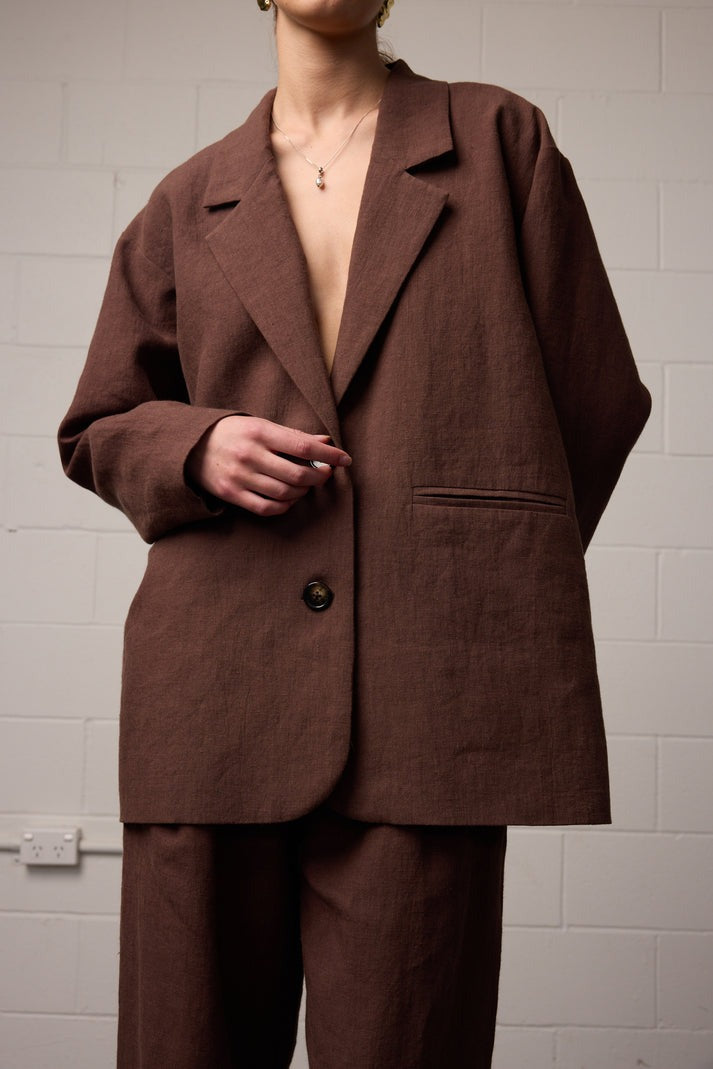 Franco Blazer - Mocha Linen