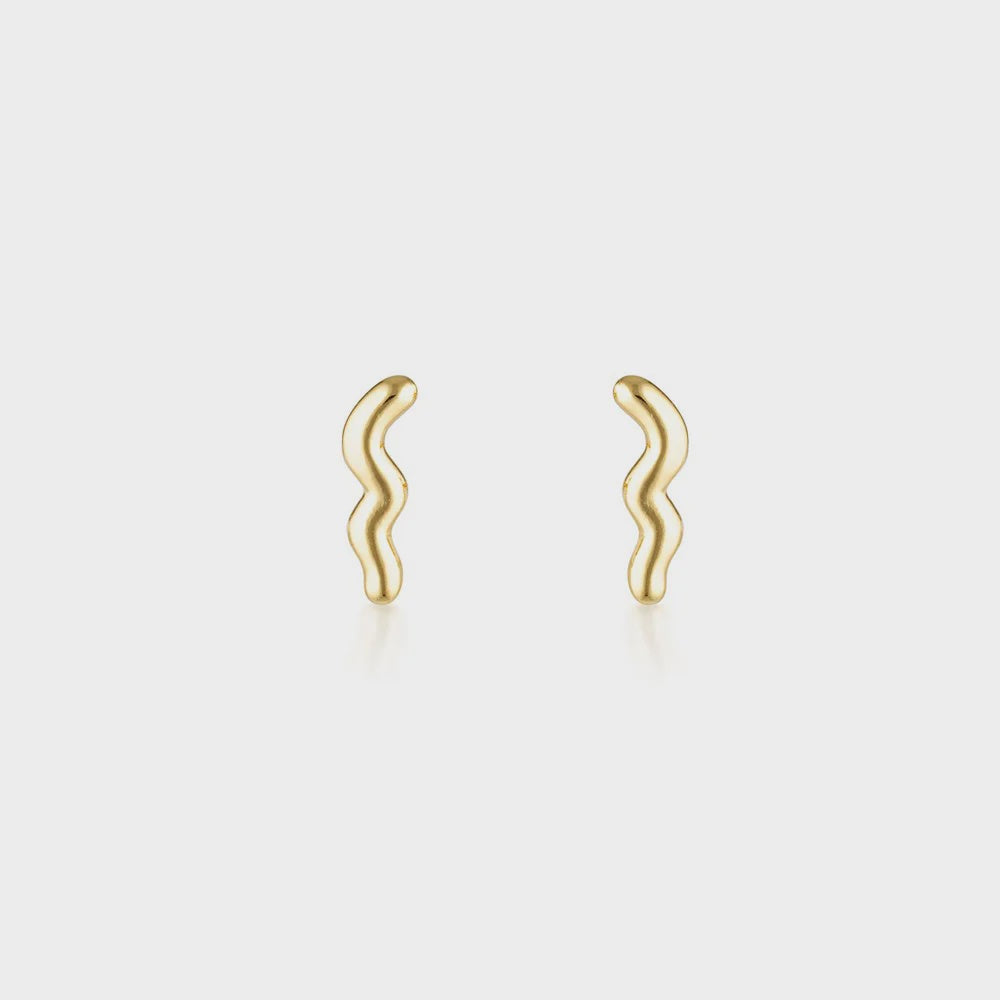 Rose Gold Wave Stud Earrings